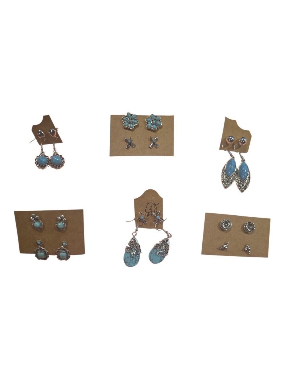 Turquoise-Tone Mixed Earring Set - 6 Pairs PICK 1 SET OF 2